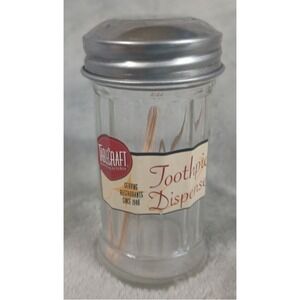 TableCraft Glass Toothpick Dispenser Shaker Stainless Steel Top Retro Diner 4in
